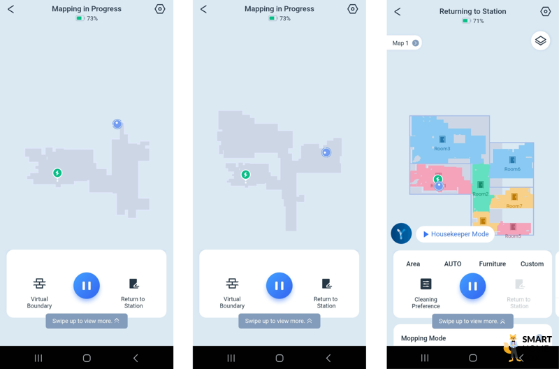 Der Schnellkartierungsprozess des ECOVACS DEEBOT T20 OMNI ist in der Ecovacs Home App zu sehen.